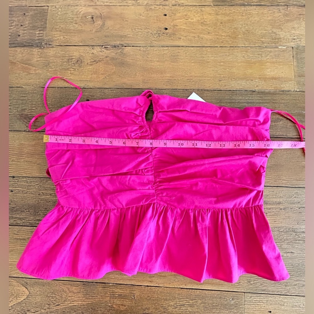 Boutique Peplum Hot Pink halter Summer  Top Rouched - Picture 4 of 5